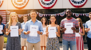 Top USA companies hiring before 4th of July 2025 - Diverse people holding job offers with American flag in background 
