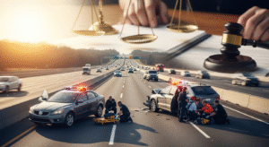 Car accident scene in the USA with legal help visuals – 2025 attorney concept
